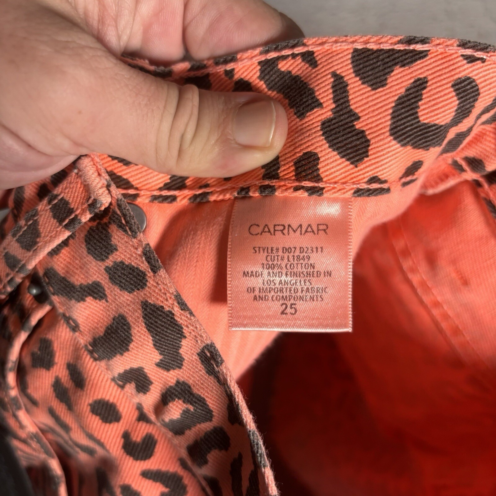 Carmar Denim Neon Orange Leopard Print Zip Front Mini Skirt Nwt Size 25 Y2k — image 6 of 8